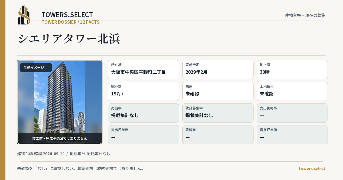 12 Data Cards for CIELIA TOWER KITAHAMA