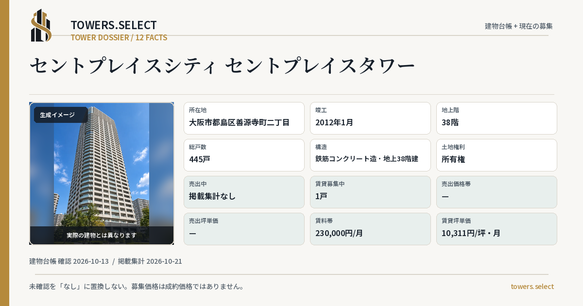 セントプレイスシティ セントプレイスタワーの棟の12データカード