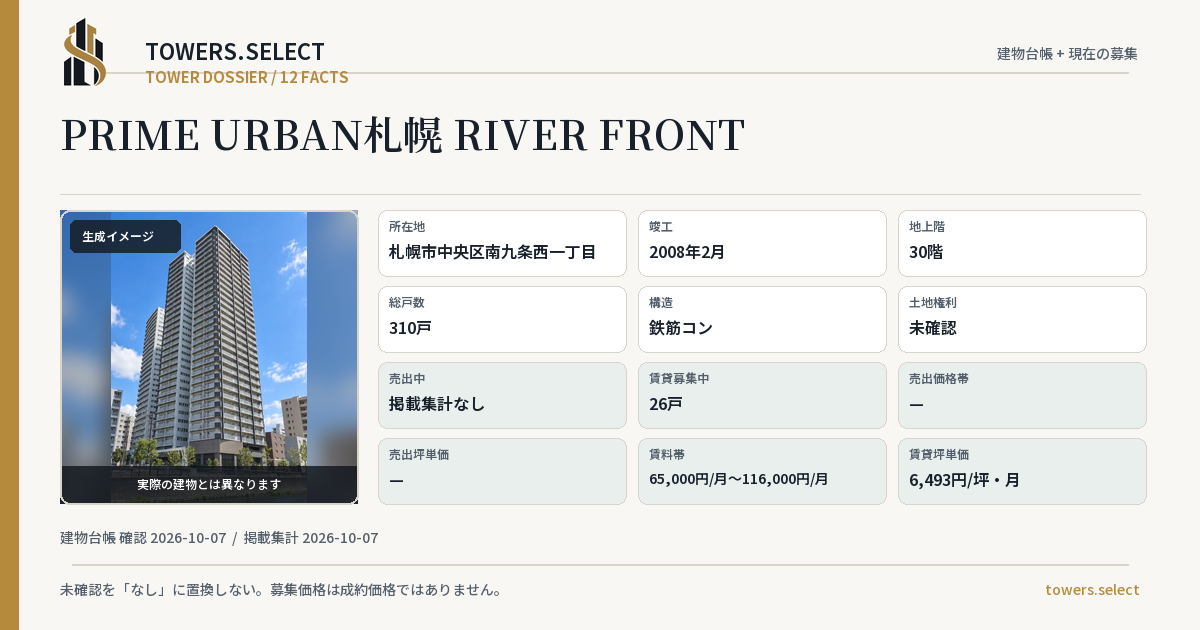 PRIME URBAN札幌 RIVER FRONTの棟の12データカード
