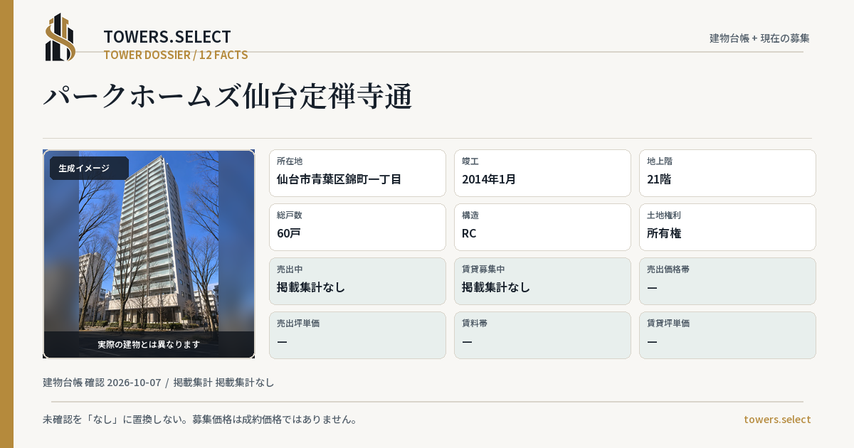 12 Data Cards for PARK HOMES SENDAIJOZENJIDORI