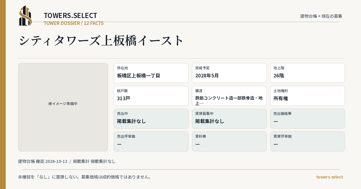 シティタワーズ上板橋イーストの棟の12データカード