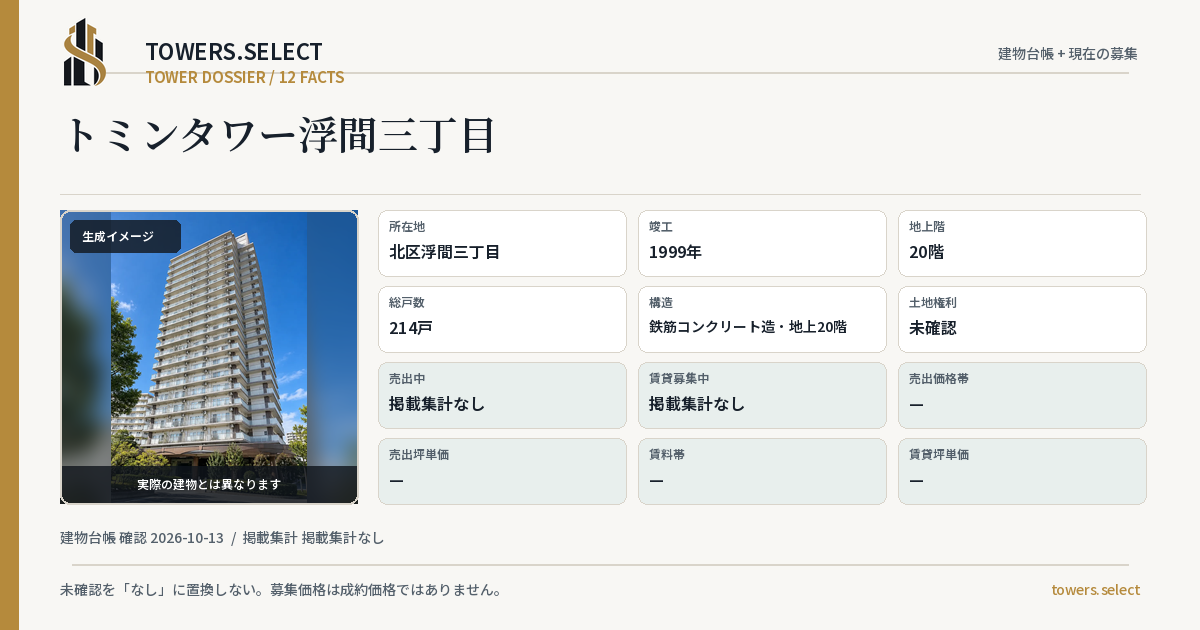 トミンタワー浮間三丁目の棟の12データカード