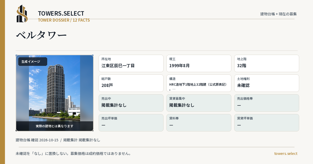 ベルタワーの棟の12データカード