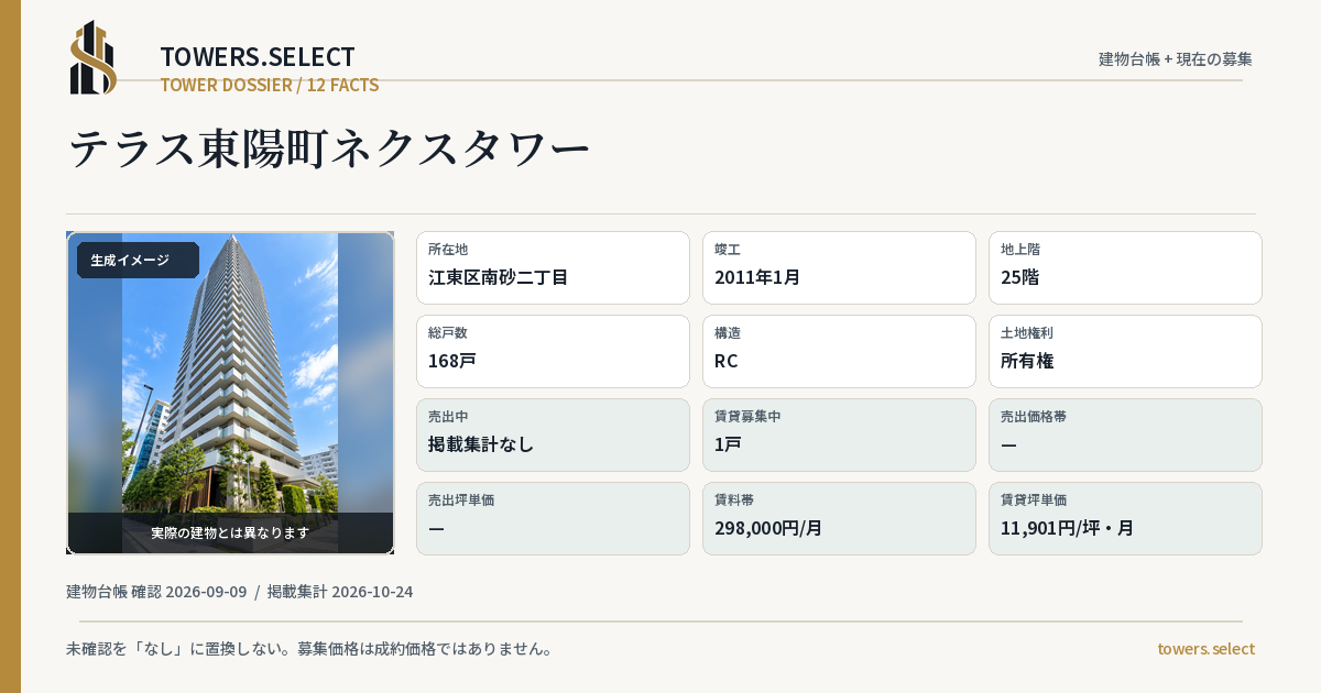 テラス東陽町ネクスタワーの棟の12データカード