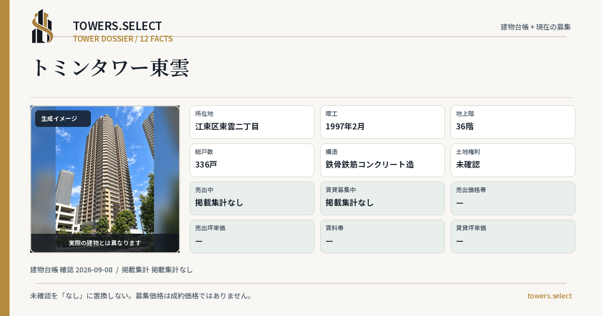 トミンタワー東雲の棟の12データカード