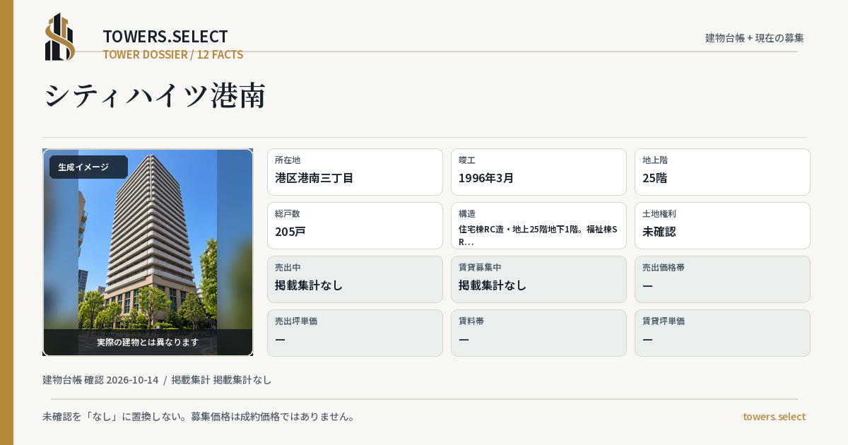 シティハイツ港南の棟の12データカード