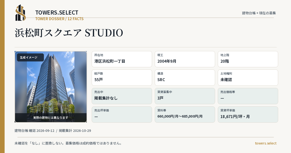 浜松町スクエア STUDIOの棟の12データカード