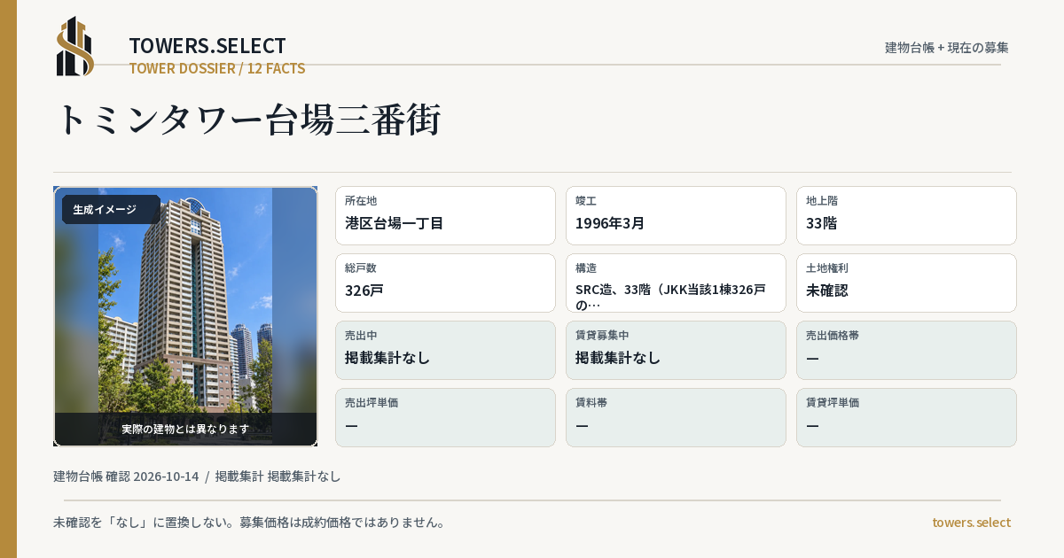 トミンタワー台場三番街の棟の12データカード