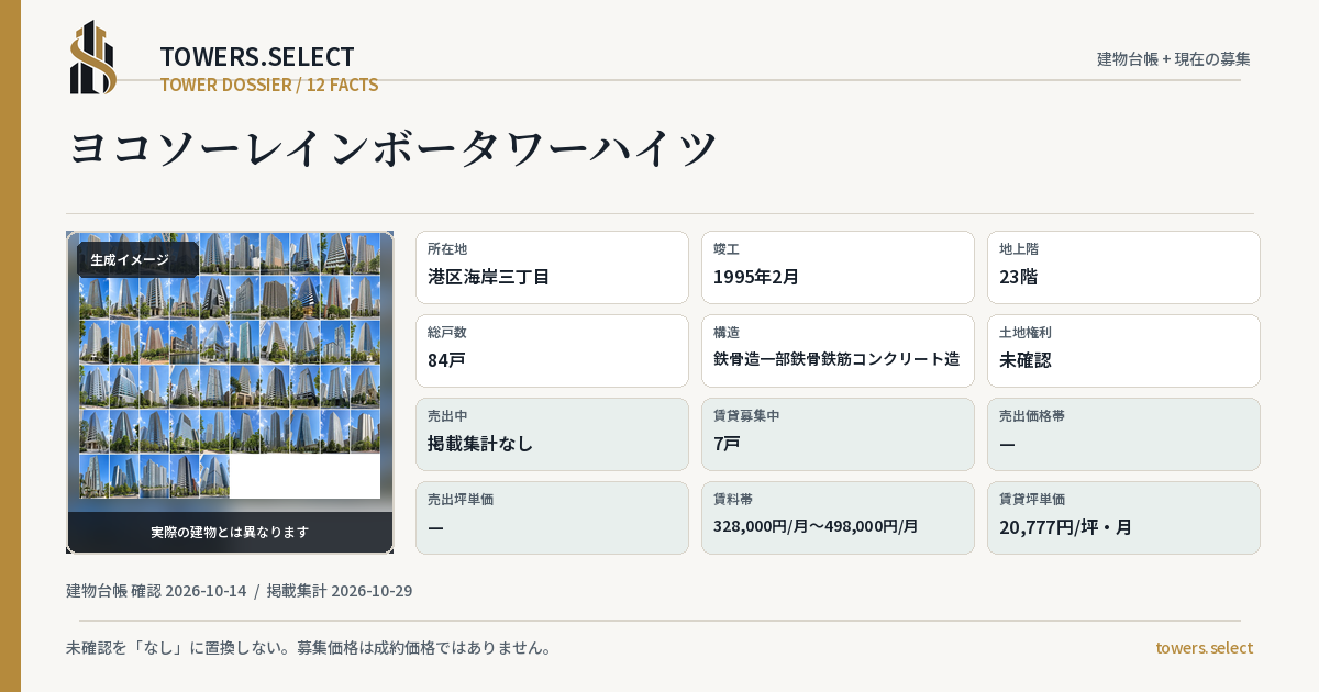 ヨコソーレインボータワーハイツの棟の12データカード
