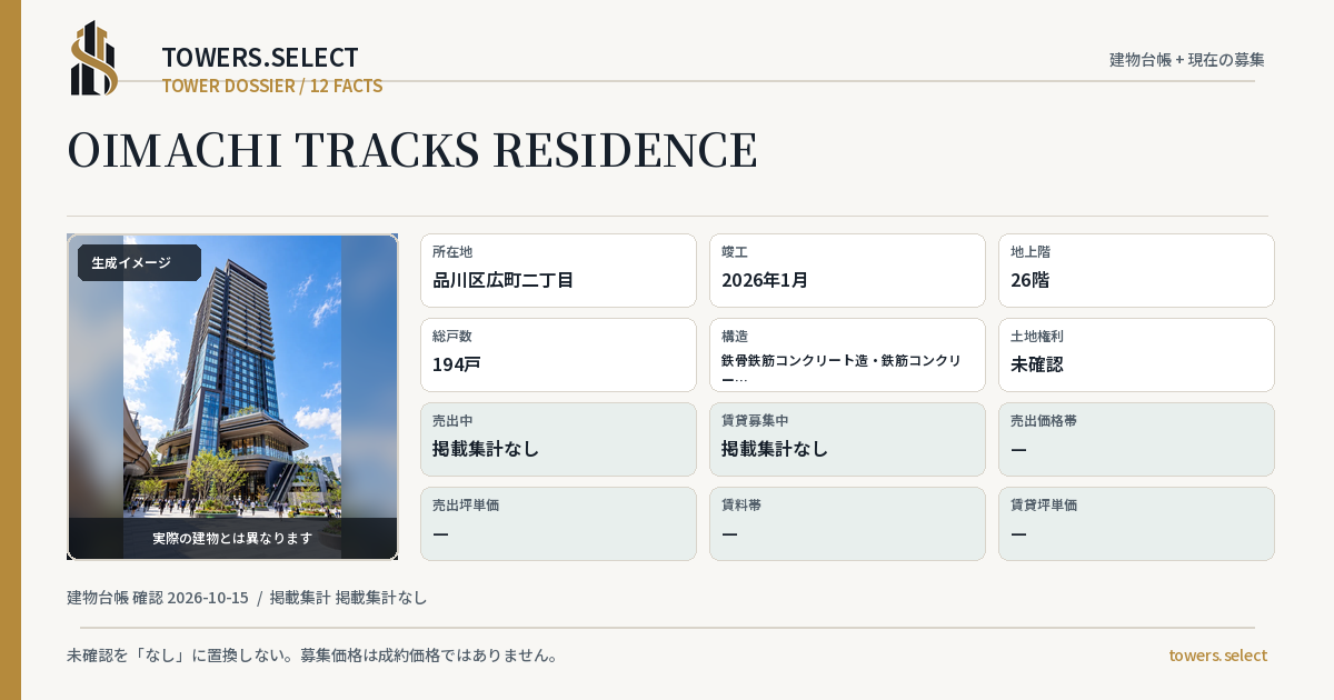 OIMACHI TRACKS RESIDENCEの棟の12データカード