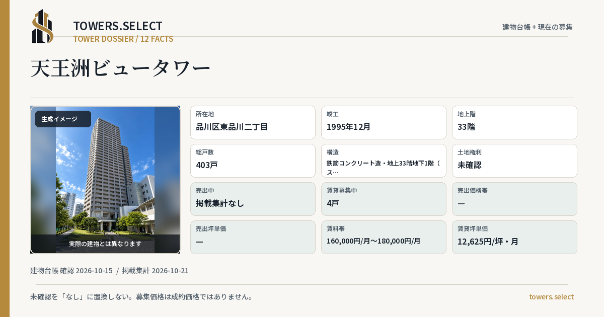 天王洲ビュータワーの棟の12データカード