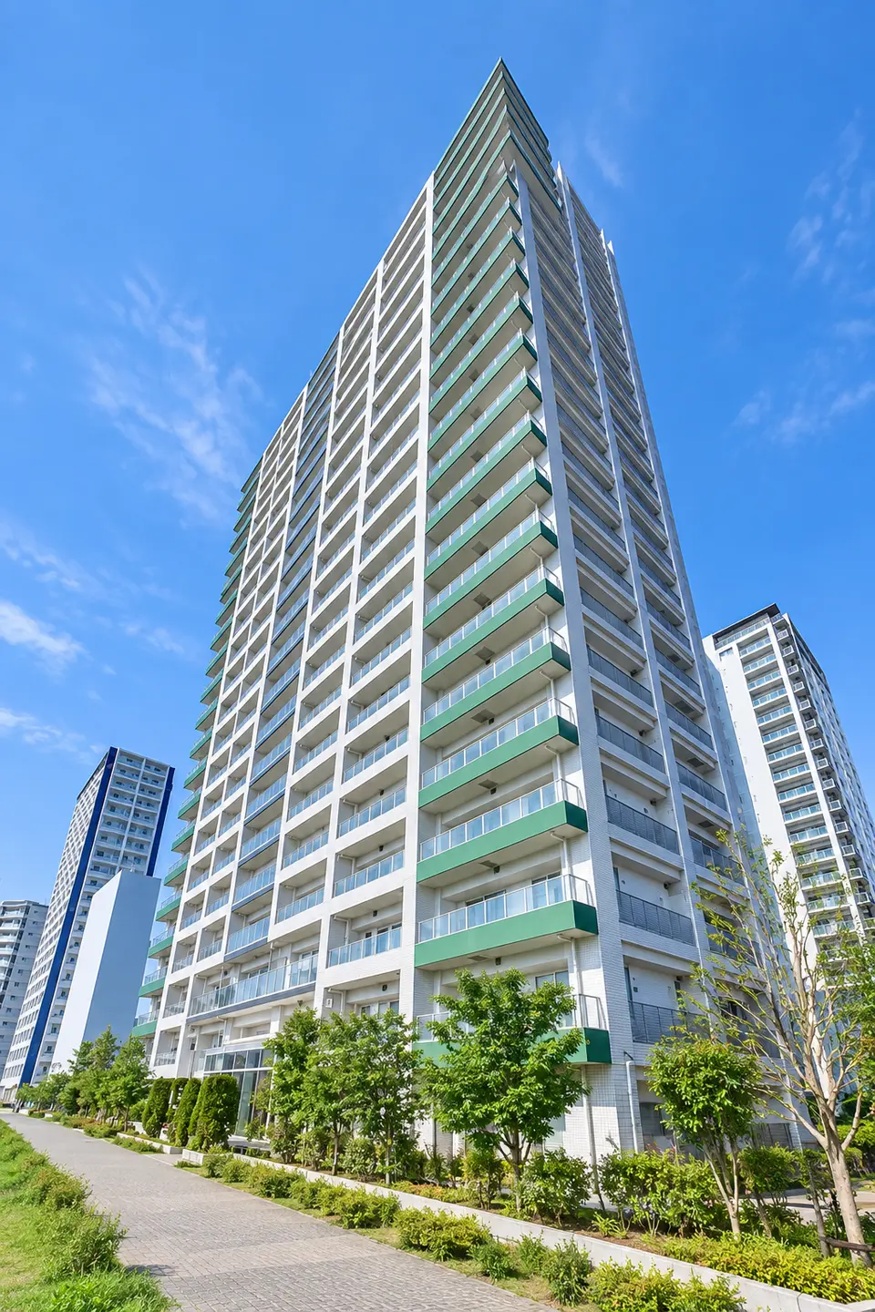 Generated illustration (not the actual building) of AKU ARENA KAWASAKI BERUDE TOWER