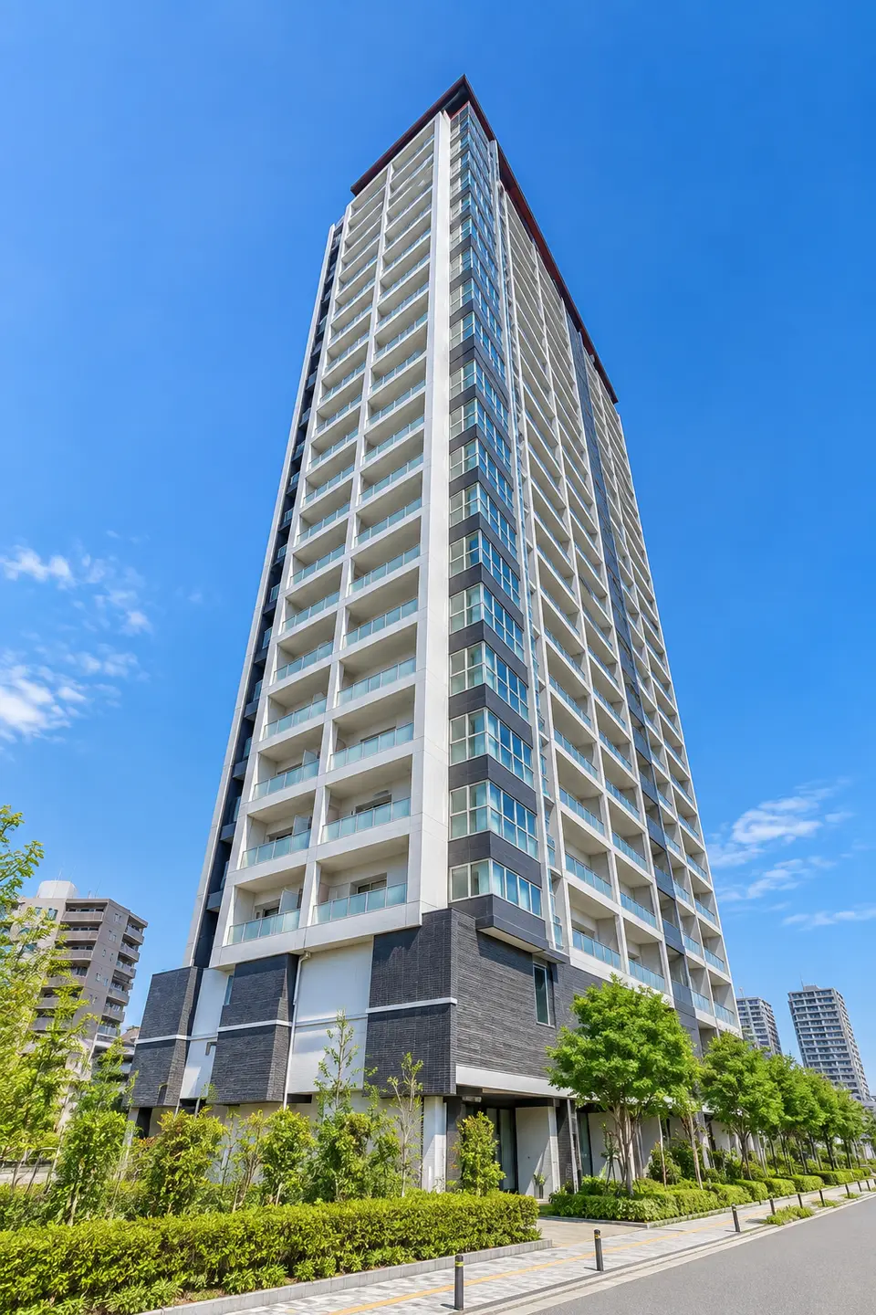 Generated illustration (not the actual building) of AKU ARENA KAWASAKI ROSSO TOWER