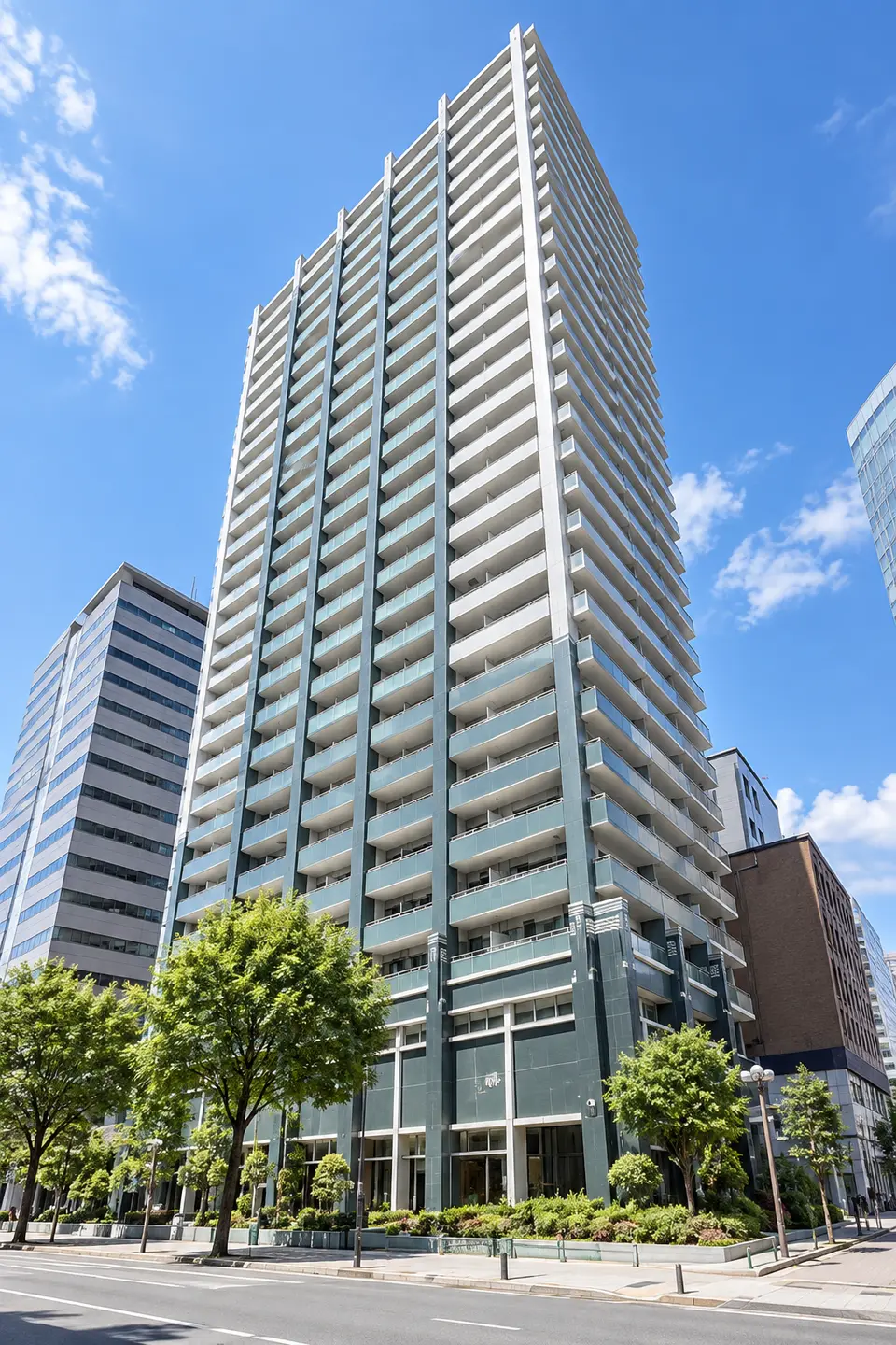 Generated illustration (not the actual building) of LIONS TOWER KOBEKYUKYORYUCHI