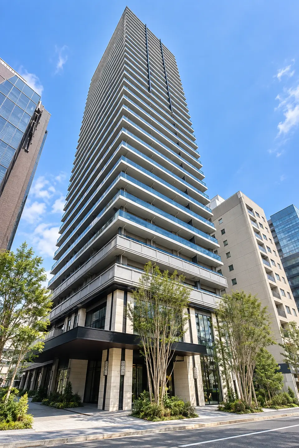 Generated illustration (not the actual building) of TOWER THE FIRST NAGOYAFUSHIMI
