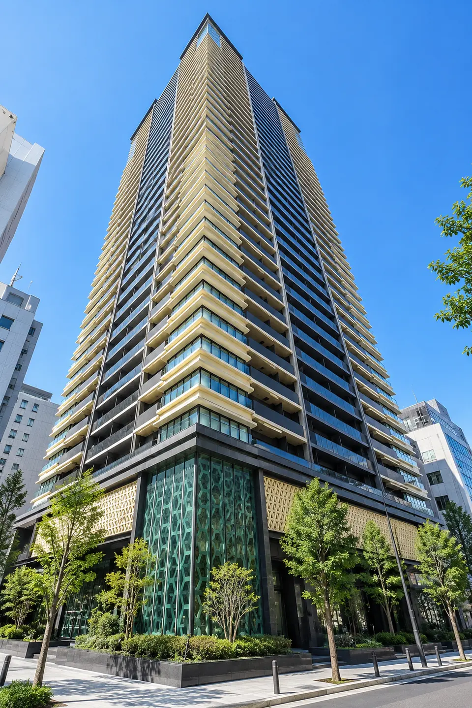 Generated illustration (not the actual building) of MJR SAKAISUJIHONMACHI TOWER RJR SAKAISUJIHONMACHI TOWER