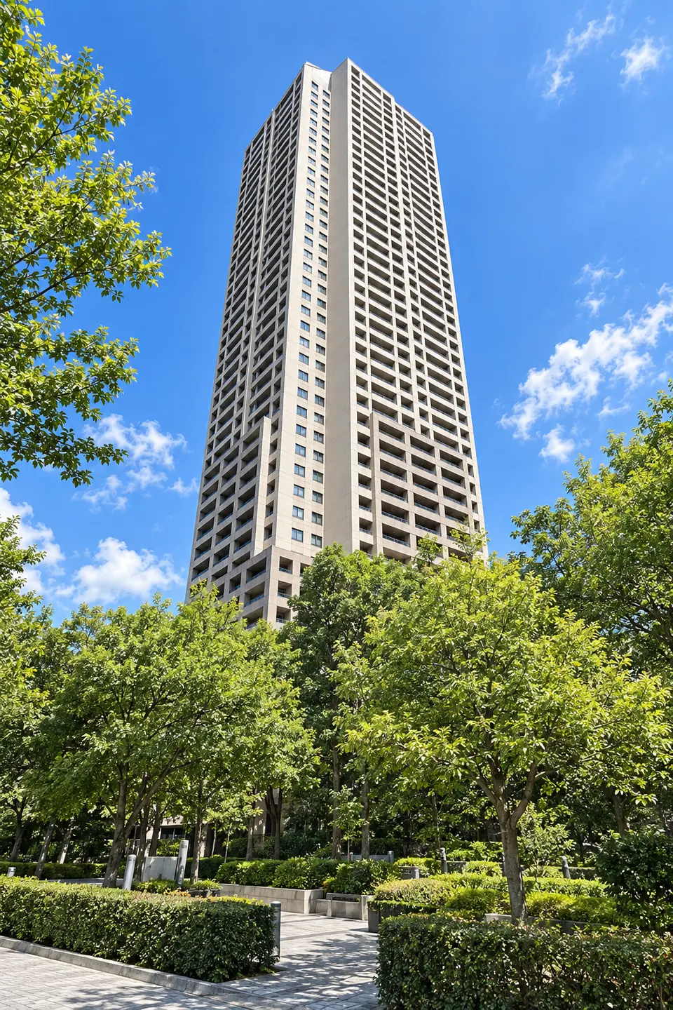 Generated illustration (not the actual building) of SAKURANOMIYARIBA CITY WOTA TOWER PLAZA