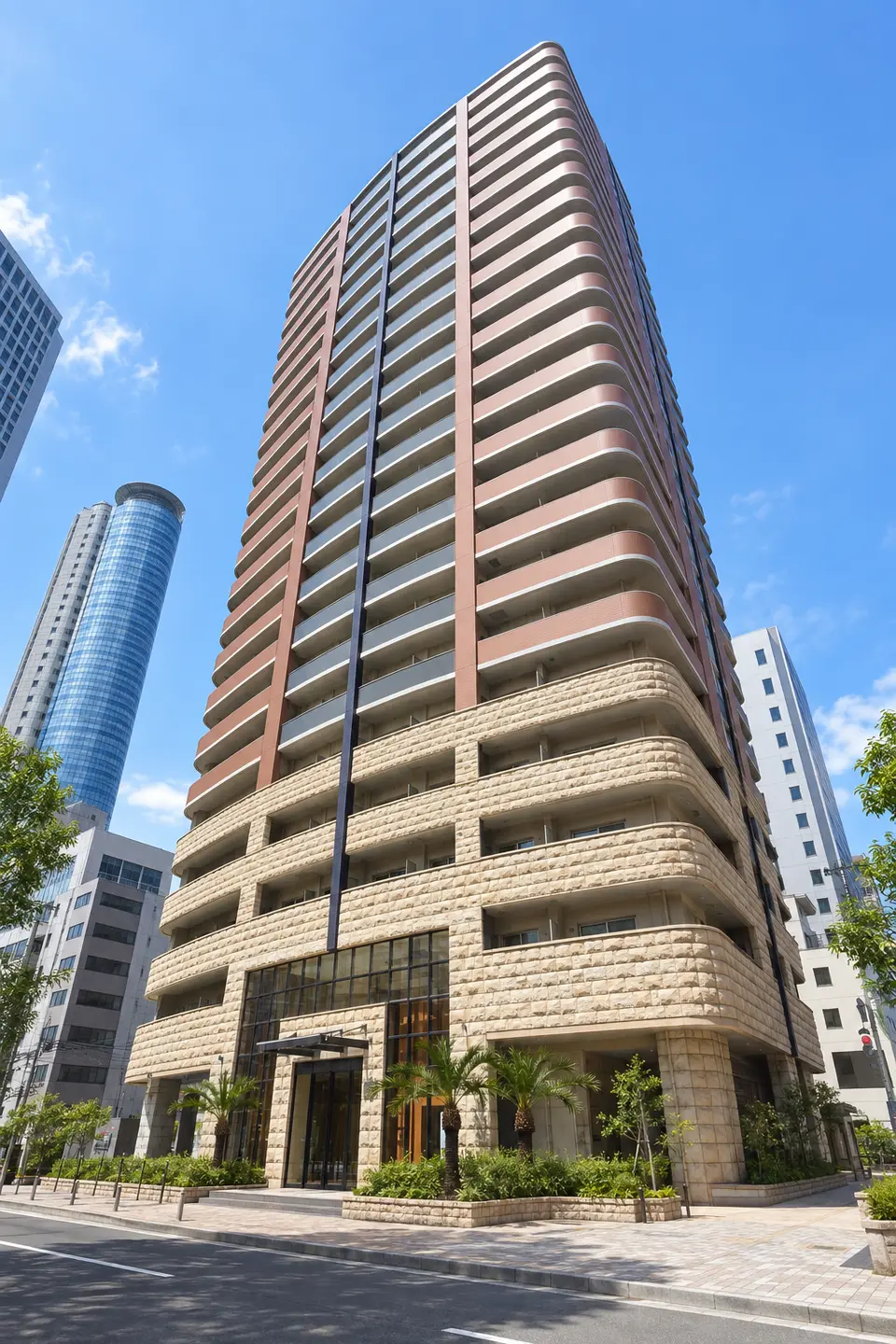 Generated illustration (not the actual building) of KASUTARIA TOWER HIGOBASHI