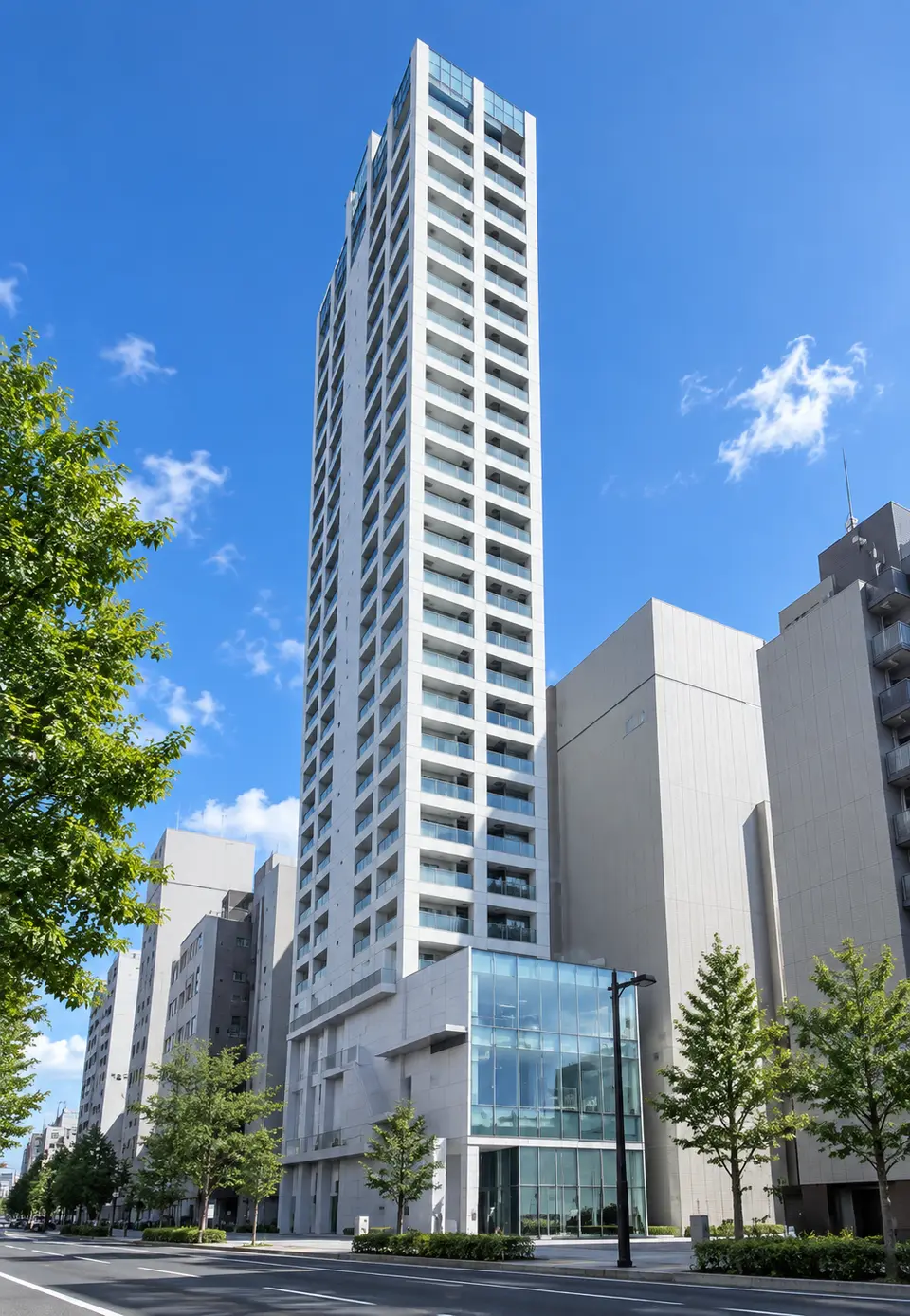 Generated illustration (not the actual building) of BIGGU TOWER ODORI KOEN