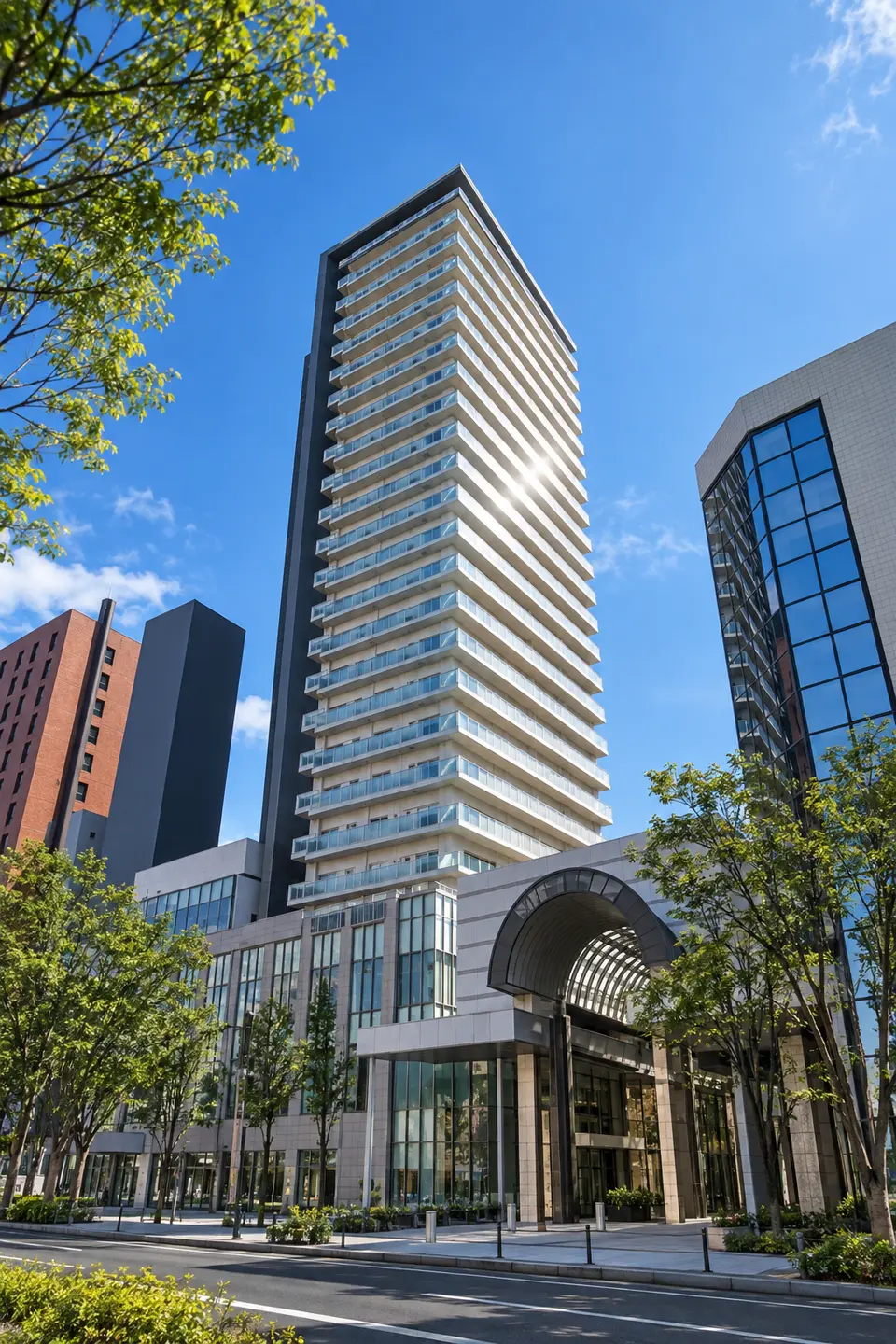 Generated illustration (not the actual building) of THE SENDAI TOWER ICHIBANCHO RESIDENCE