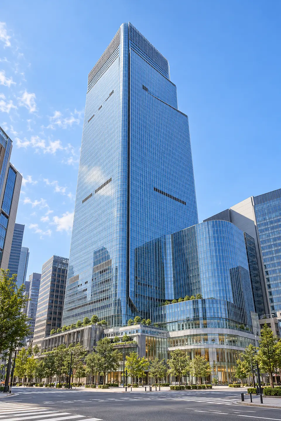 Generated illustration (not the actual building) of NIHONBASHI NOMURA MITSUI TOWER