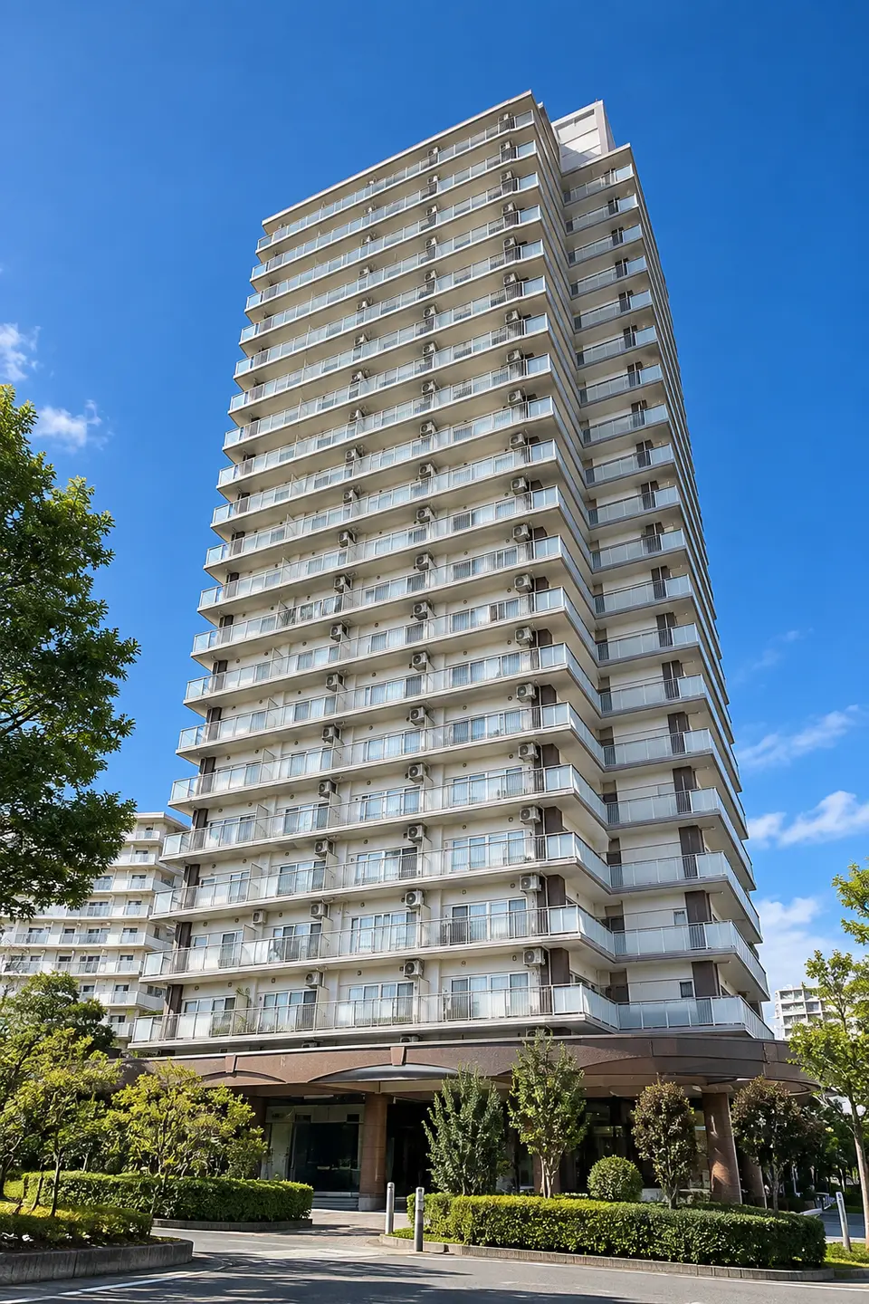 Generated illustration (not the actual building) of TOMIN TOWER UKIMASANCHOME