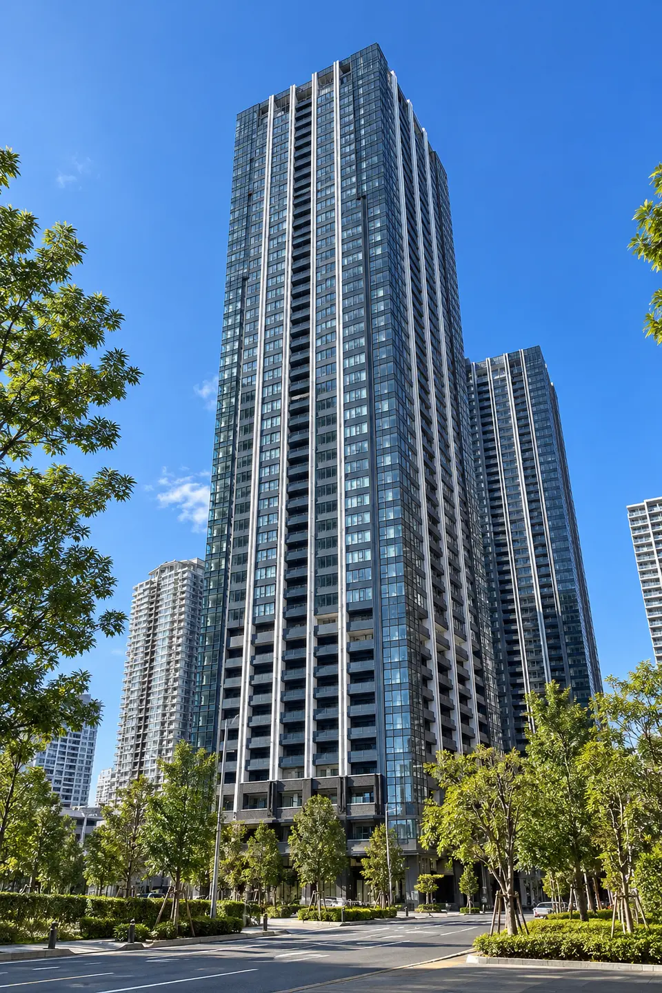Generated illustration (not the actual building) of CITY TOWERS TOYOSU THE TWIN NORTH TOWER