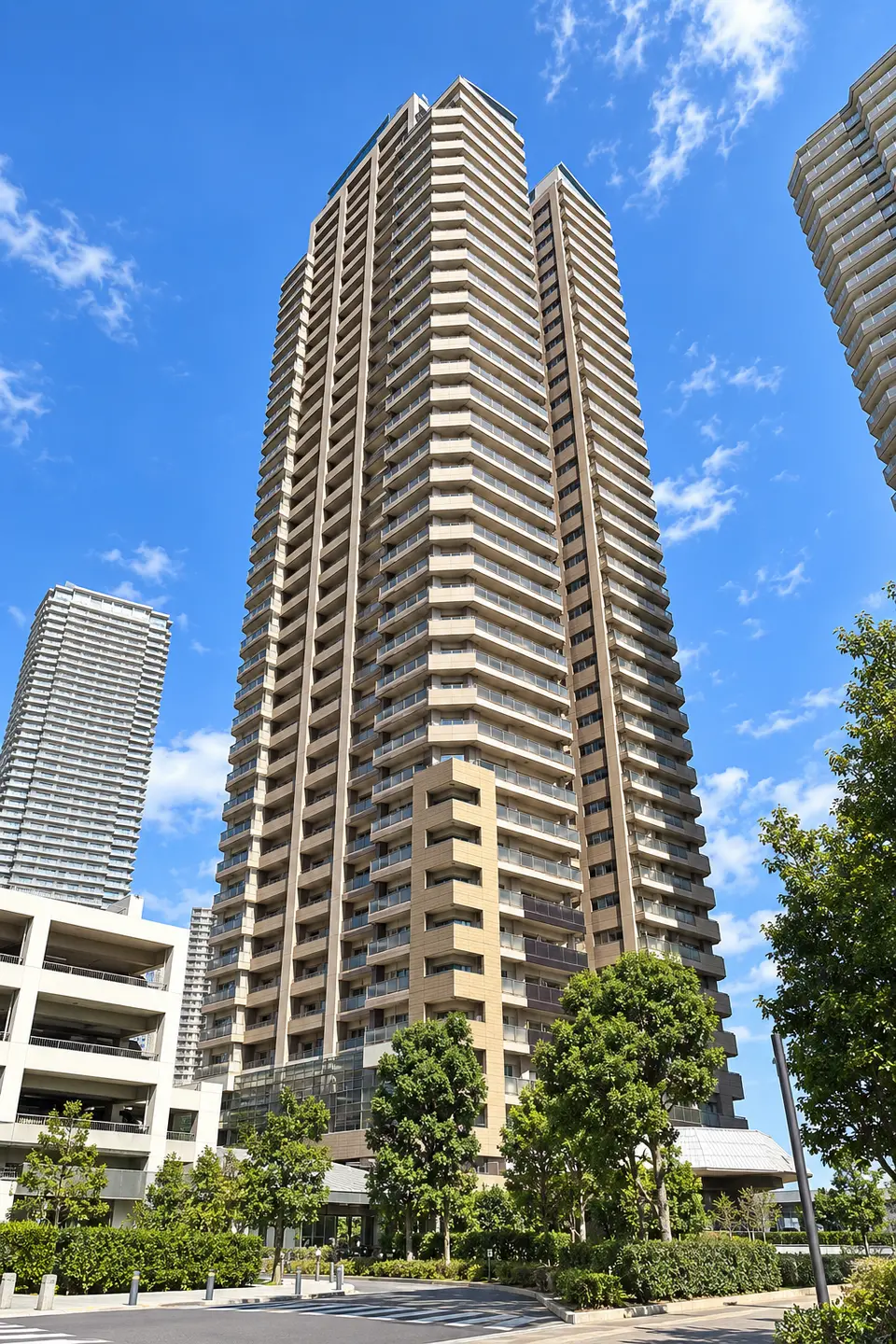 Generated illustration (not the actual building) of TOMIN TOWER SHINONOME