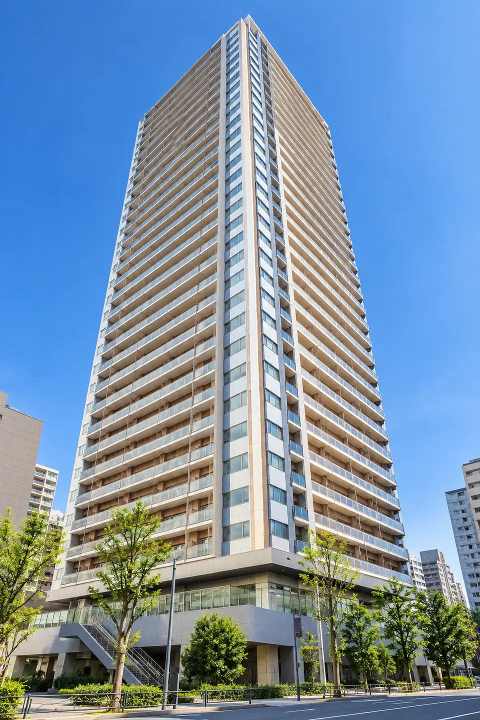 Generated illustration (not the actual building) of UERU TOWER FUKAGAWA