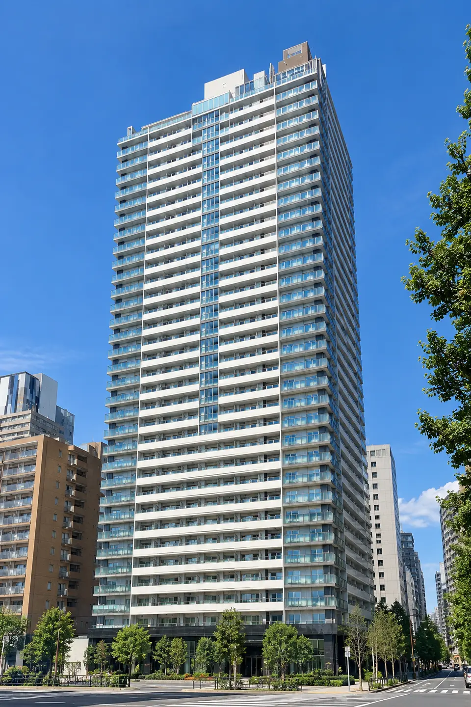 Generated illustration (not the actual building) of FEIBARITCHI TOWER SHINAGAWA