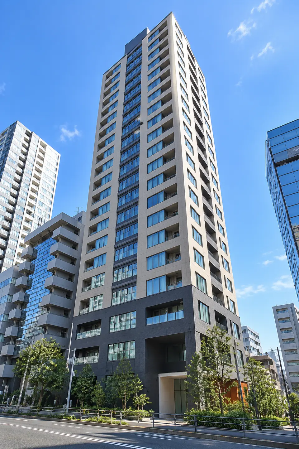 Generated illustration (not the actual building) of PARK TOWER TAKANAWA