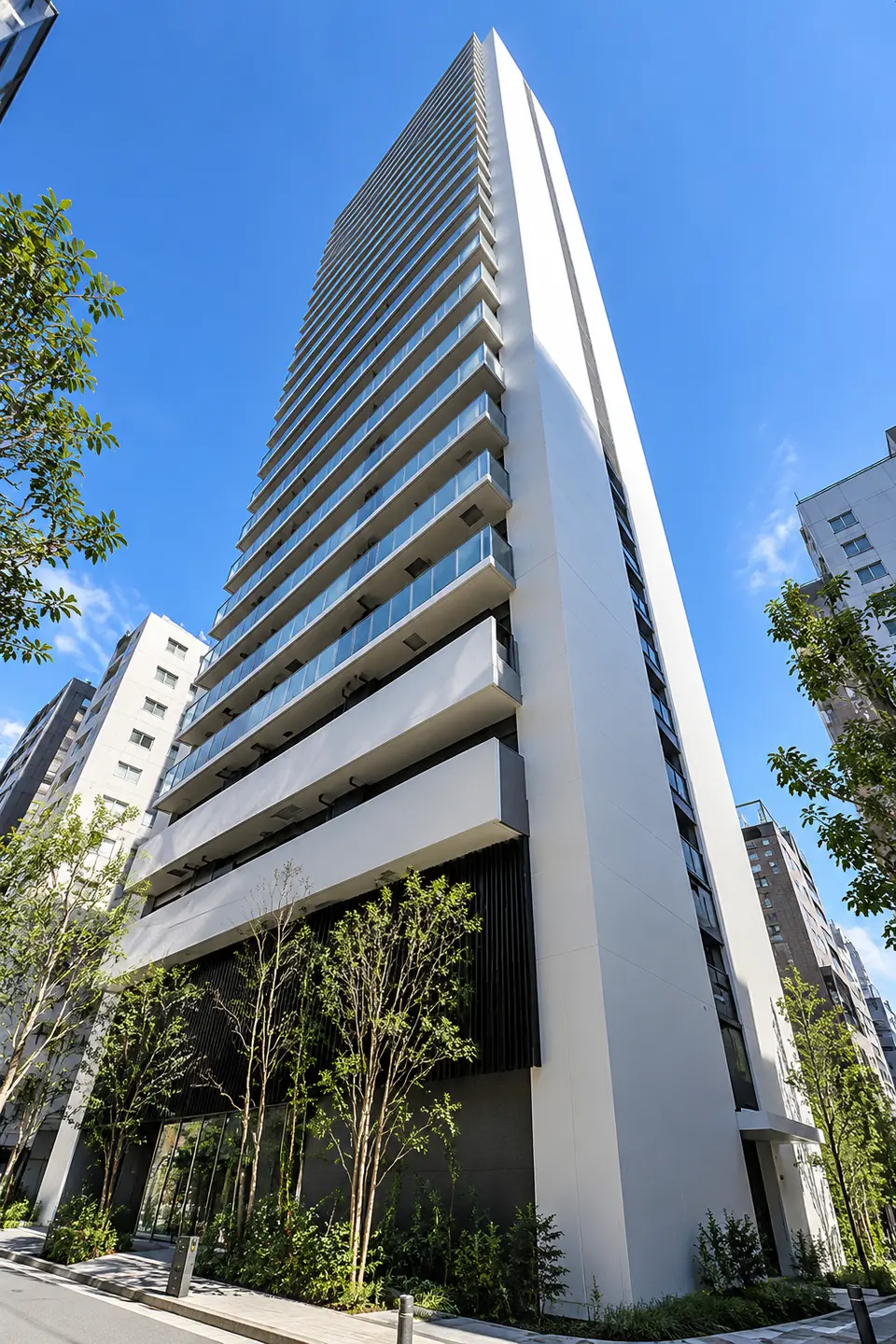 Generated illustration (not the actual building) of PURAIMUMEZONSHINBASHI TOWER