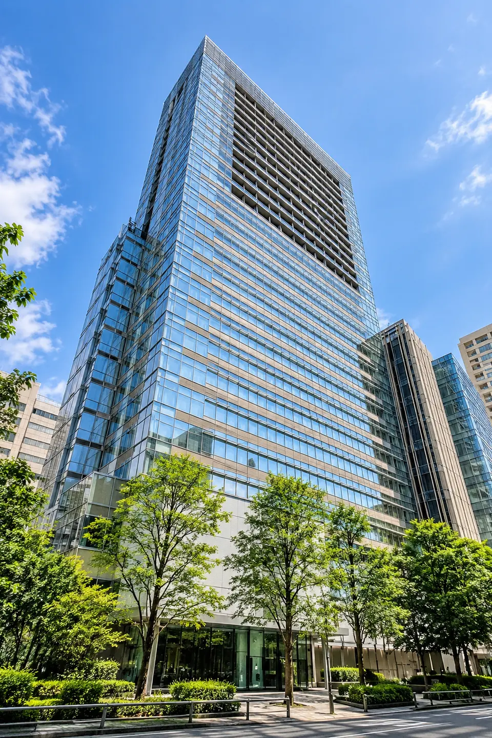 Generated illustration (not the actual building) of TOKYO MIDDOTAUN REJIDENSHIIZU
