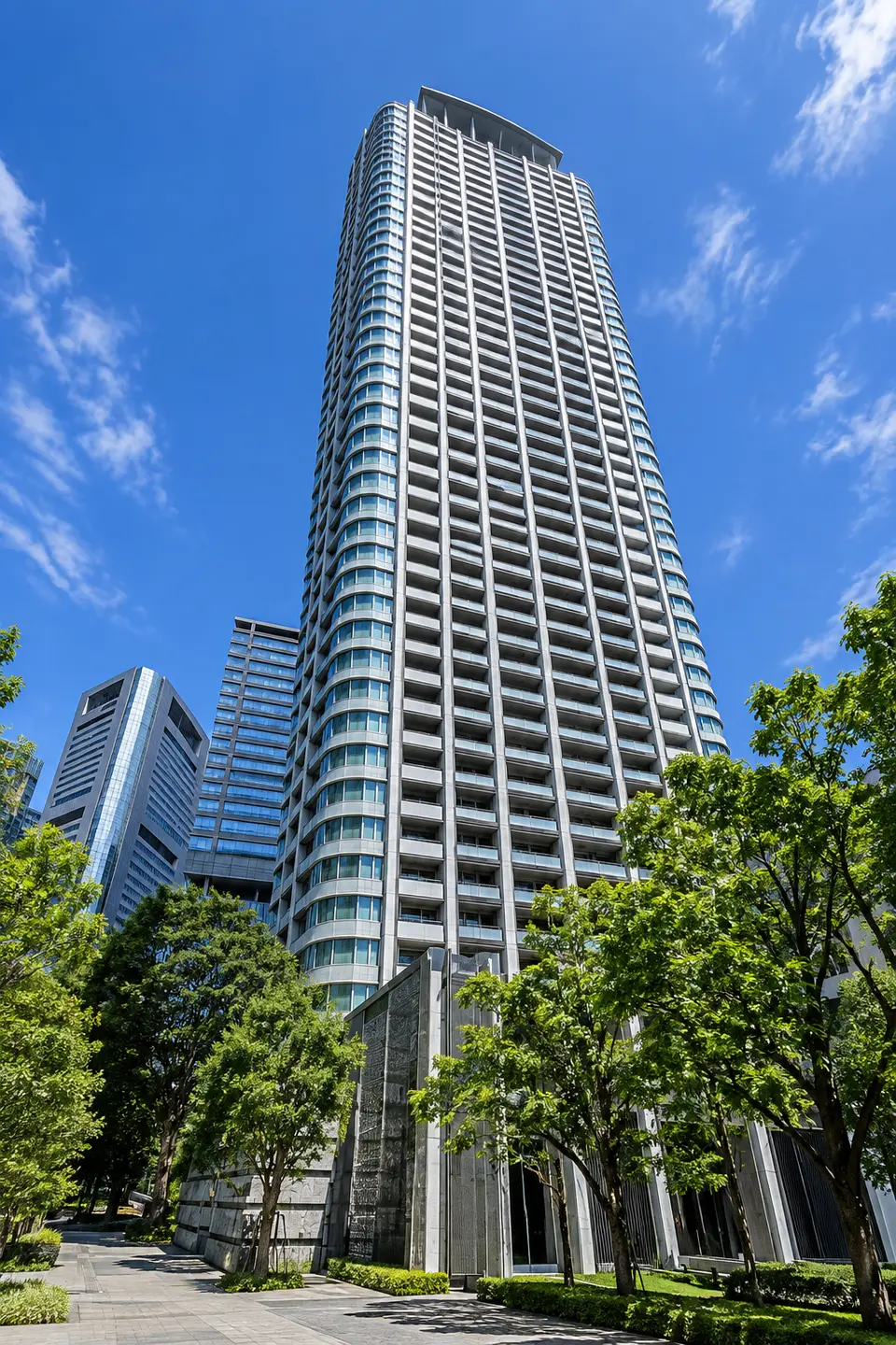 Generated illustration (not the actual building) of TOKYO TWIN PARK SU REFUTOINGU