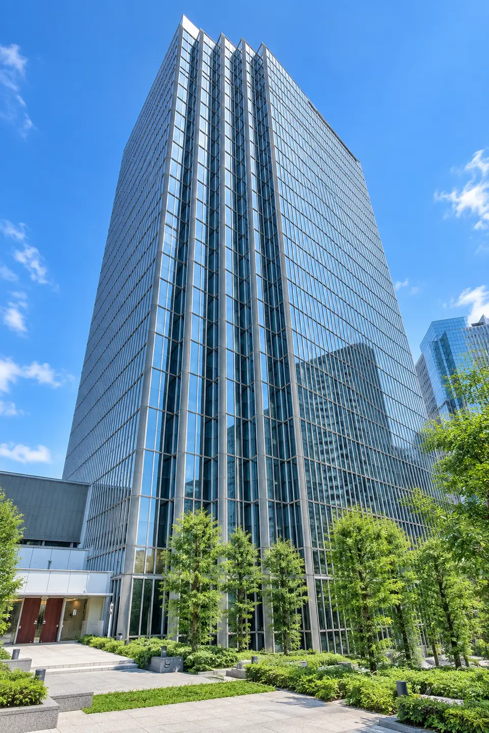 Generated illustration (not the actual building) of A CROSS CITY NAKANOSAKAUEHAITSU