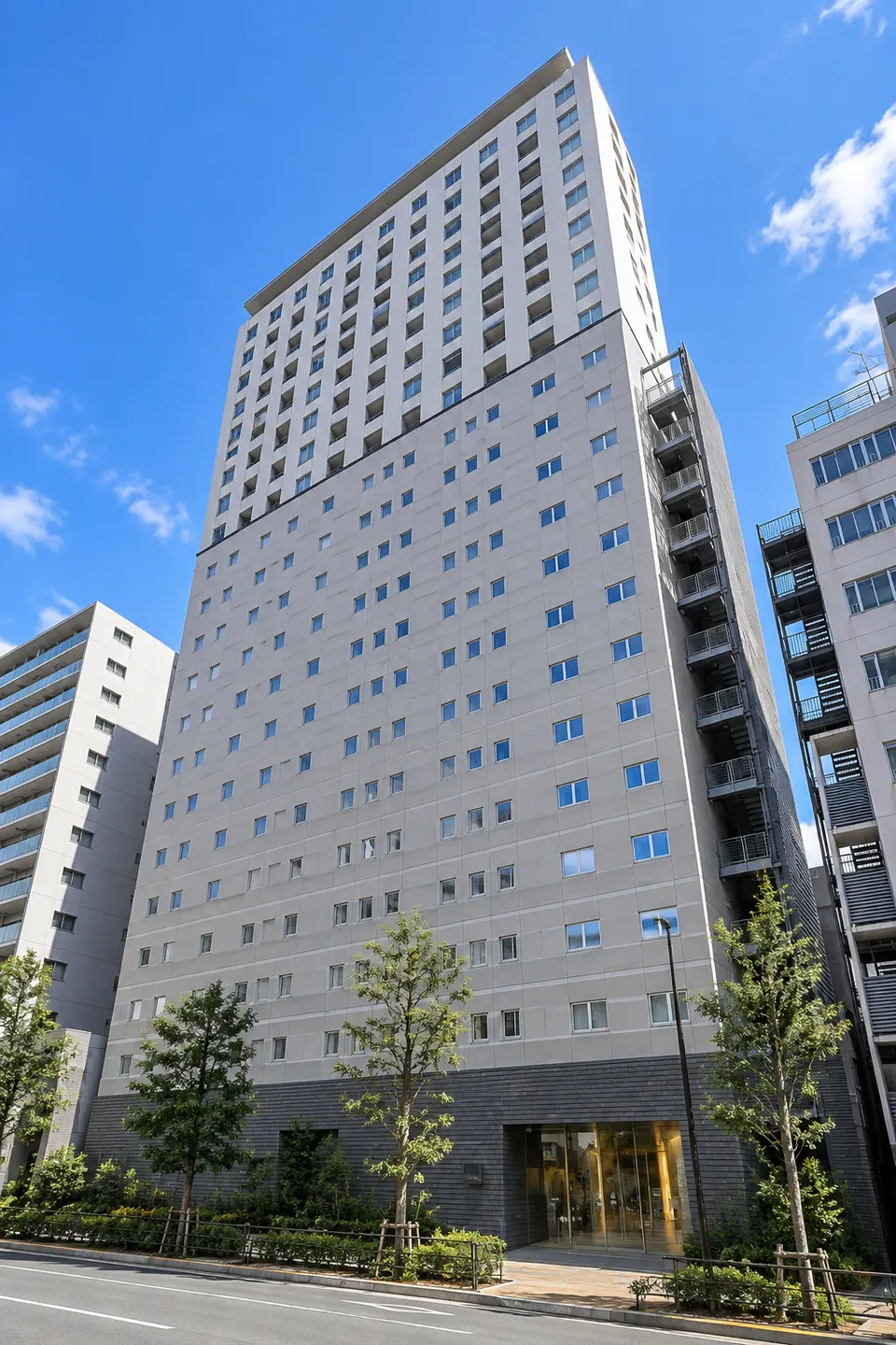 Generated illustration (not the actual building) of RIBUREHIGASHISHINJUKU