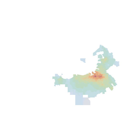 Map of 2026 officially assessed land prices in Fukuoka, shown by color