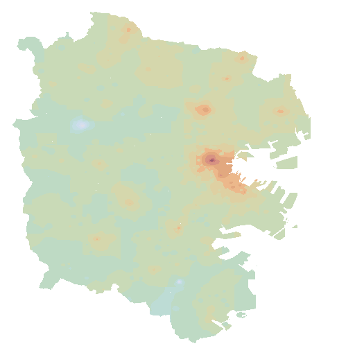 Map of 2026 officially assessed land prices in Yokohama, shown by color
