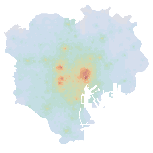 Map of 2026 officially assessed land prices in Tokyo 23 Wards, shown by color